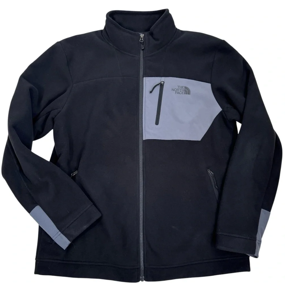 The North Face Mens Fleece Full Zip Jacket Size L Black Outdoor Performance